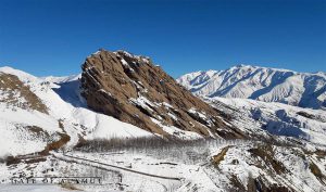 alamut castle at winter time